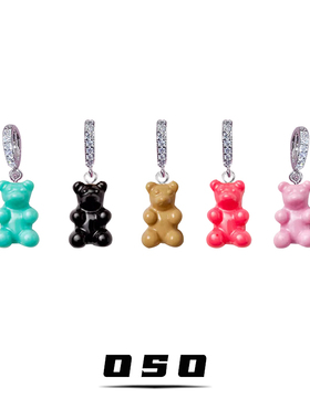 宋妍霏权志龙同款彩色软糖小熊吊坠项链男女ins风卫衣毛衣链耳环