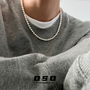 天然米粒珍珠项链女秋时尚 巴洛克锁骨链复古小众轻奢设计感颈链 款