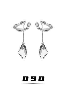 OSO高级感水晶耳环耳挂2025年新款潮耳饰冷淡风无耳洞法式耳夹女