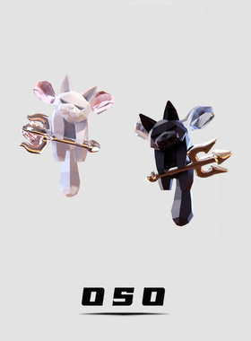 暴躁小仙女~原创设计耳环耳坠甜酷风超A可爱不对称猫咪耳环耳饰