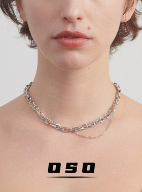 欧美时尚潮流叠戴双链条项链小众个性高级感2025年新款男女锁骨链