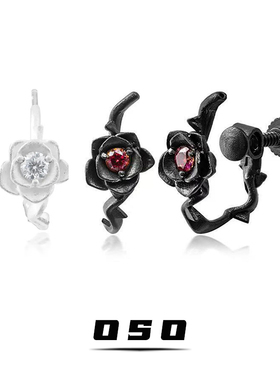 荆棘玫瑰耳环莫桑耳夹无耳洞男女情侣潮流耳饰