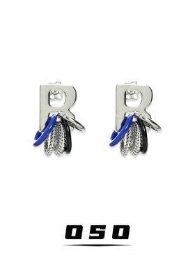 欧美设计感字母B耳环金属多层圆圈极简冷淡风个性高级耳钉饰耳夹