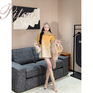 杜屁屁桃原创 晚秋 高定贵气渐变网红千金风氛围感外套半裙套装