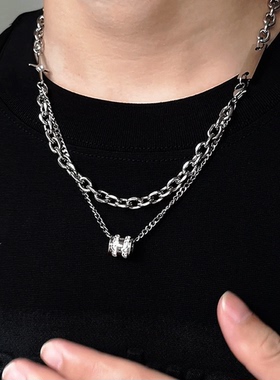 双层芒星小蛮腰锁骨链男生冷淡风女款项链嘻哈小众设计高级感饰品