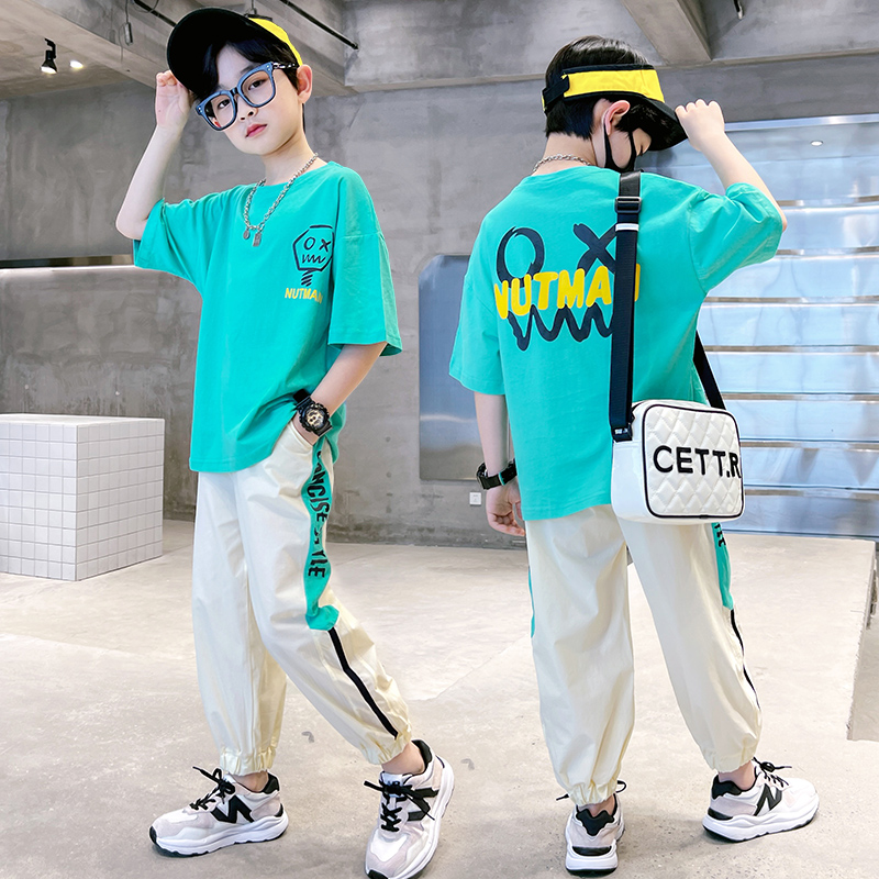 巴拉炫酷男孩短袖两件套夏季衣服