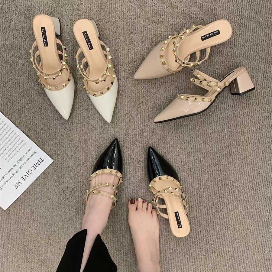 shoeswomen小香风铆钉高