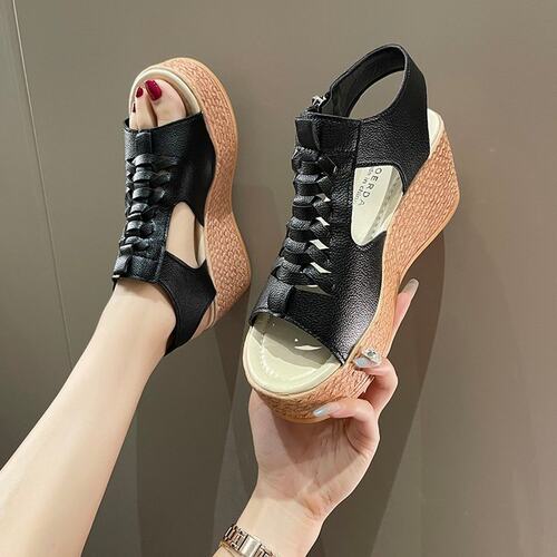 shoeswomen坡跟厚底大码