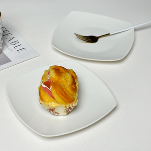 方形盘盘子菜盘家用白瓷高级感餐具简约陶瓷甜品盘下午茶点心盘子