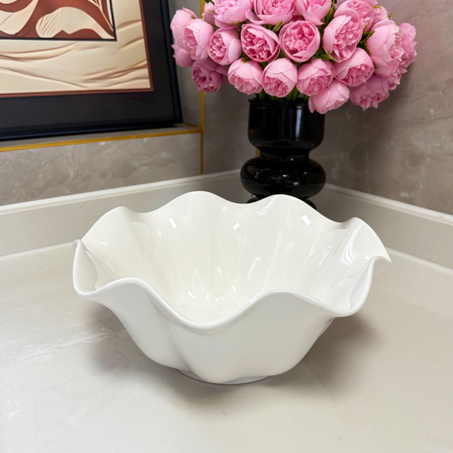 陶瓷碗家用大号高级感荷叶边2026新款陶瓷餐具水果沙拉碗纯白汤碗,餐饮具,盘,淘宝优惠券,粉丝福利购,淘宝优惠卷