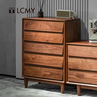 [宝钗五斗柜]原创设计柚木黑胡桃大容量储物多斗柜 | 览春木业