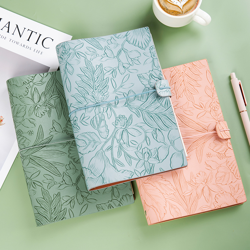 tn旅行立体花卉手账本活页高颜值复古女生可拆卸2025新款日系ins压花皮质笔记本定制可印logo批发记事本本子