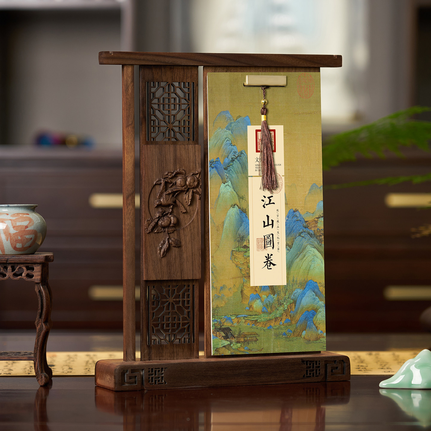 原创设计重工实木中式博古架礼盒装中国风台历送礼2026年新款桌面定制logo创意摆件商务公司高档礼品礼物日历