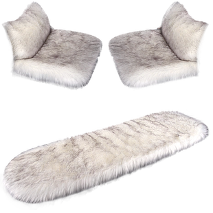 冬季汽车羊毛绒坐垫长毛毛绒防滑保暖单片通用三件套座垫套座椅套