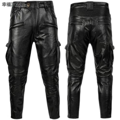 秋冬新款机车皮裤头层纯