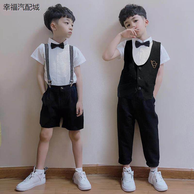 儿童男童礼服套装英伦风主持人走秀钢琴演出服夏季花童帅气小西装