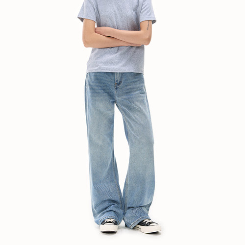 URS GGON 美式复古水洗潮牌情侣百搭时尚微喇牛仔裤 男女同款