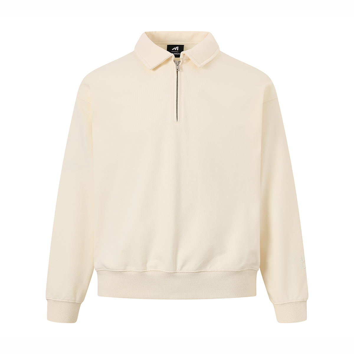 URS GGON美式复古潮牌半拉链POLO领刺绣打底情侣短宽版型百搭长袖