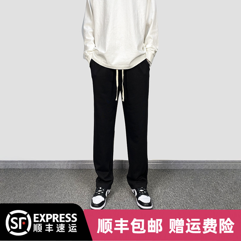 URSGGON高街裤子ins潮牌垂坠感阔腿裤纯棉宽松休闲直筒长裤男秋冬