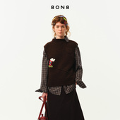 2025新款 the way 8ON8秋季 home棕色无袖 毛衣马甲休闲百搭叠穿上衣