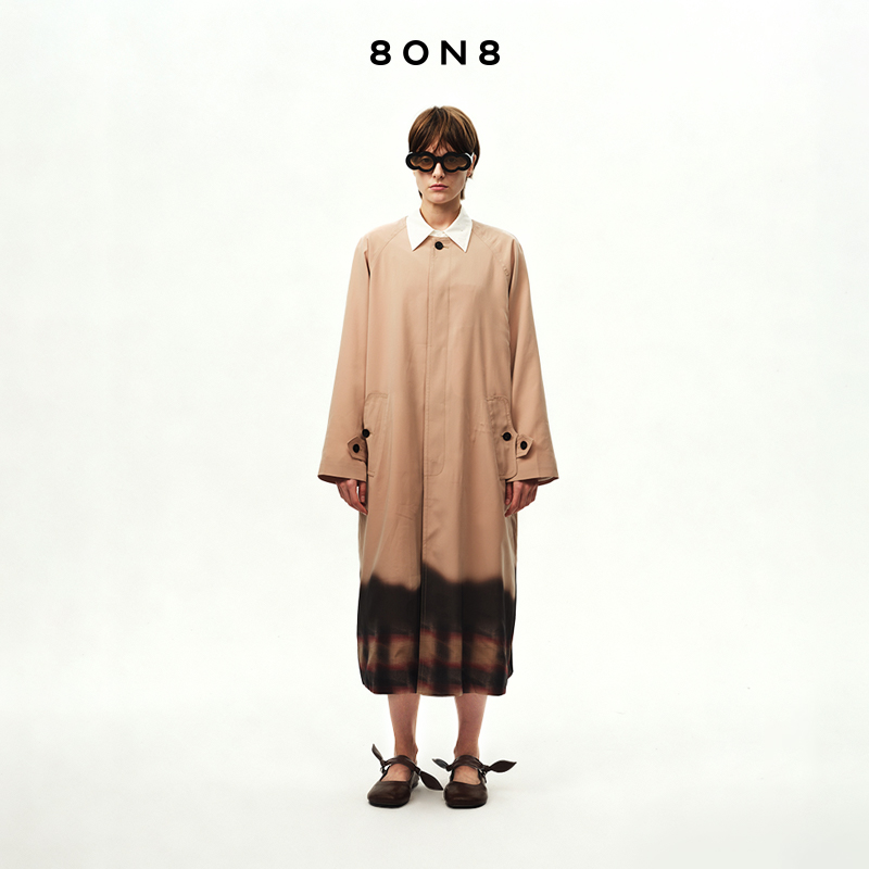 8ON8长款无领风衣外套女