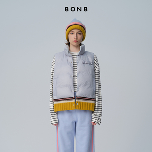 8ON8 秋冬新品保暖百搭针织拼接羽绒马甲外套女设计师品牌