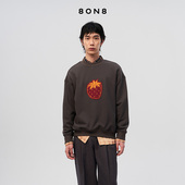 8ON8贴布链条绣草莓卫衣2025秋季 新款 刺绣套头百搭休闲圆领上衣女