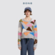 8ON8拉伸俱乐部秋冬新品 高级针织衫 女款 logo拼色复古毛衣套头时尚