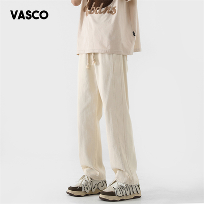 VASCO美式米白色牛仔裤男夏季