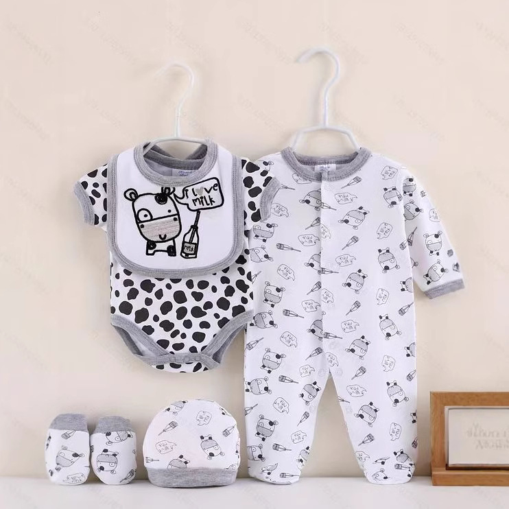 婴儿新品新生儿宝宝包脚连体衣爬服长袖衣服棉质包屁衣帽子