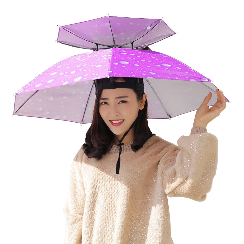 头戴遮阳伞钓鱼雨伞防风防雨防晒双层头戴伞帽户外采茶登山钓鱼伞