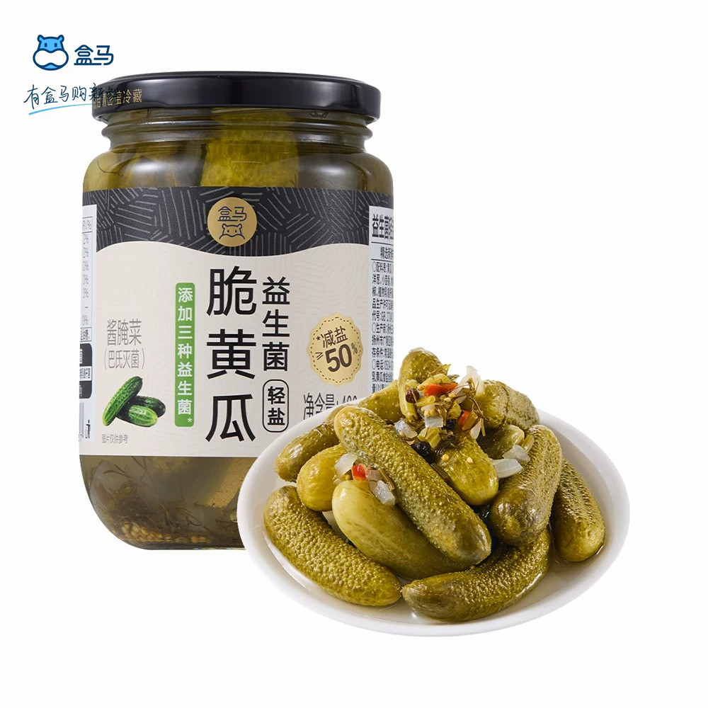 盒马益生菌脆黄瓜400g瓶装酸辣腌制泡菜开胃小菜