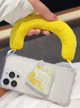 夏日清新手拎适用小米15红米k80手机壳k70四角开孔60腕带note13pro摇摇乐支架14女12turbo新款11防摔40透明套