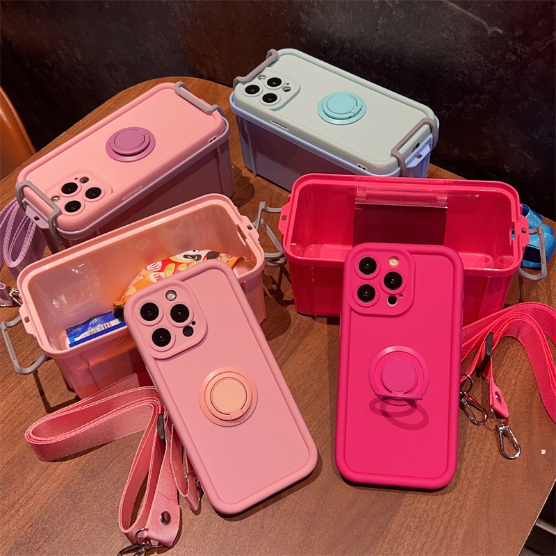 可以背的收纳箱手机壳适用oppo