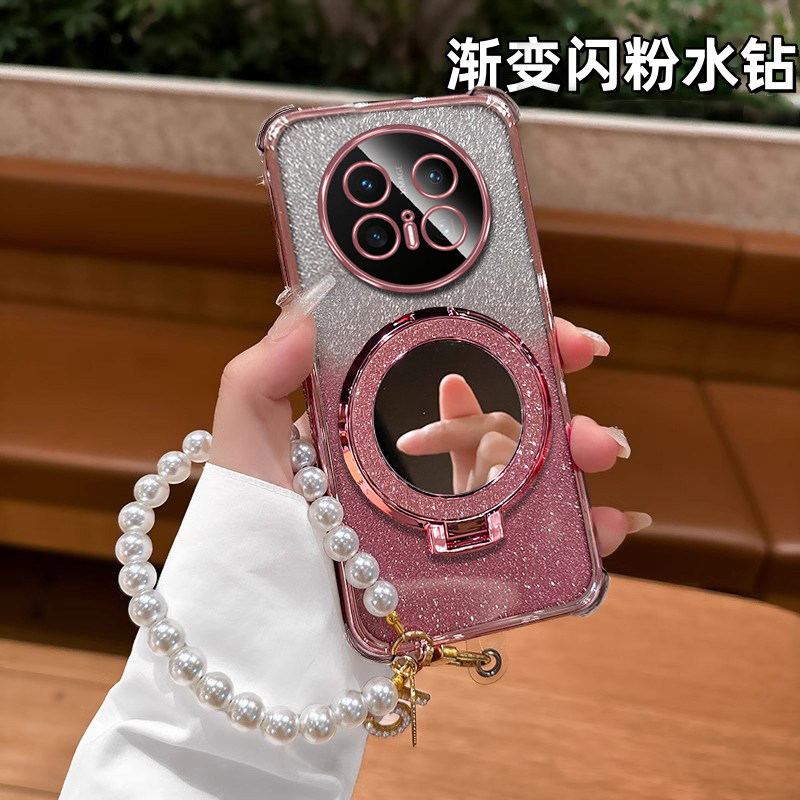 适用华为Mate70手机壳70Pro网红高颜值女款支架保护套mate60Pro+带镜子50Pro气囊防摔40Pro闪粉磁吸30Pro挂绳