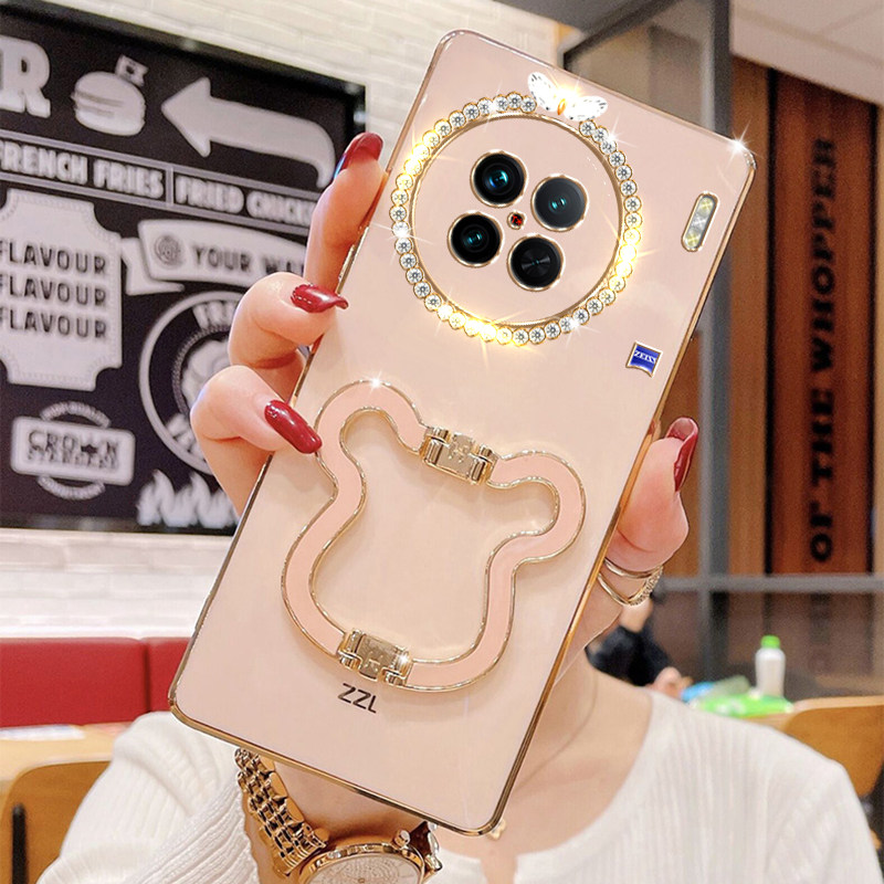 vivoX90硅胶时尚个性支架保护套