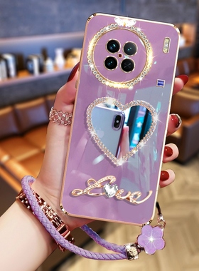 适用于vivoX90S手机壳高级感女新款保护套V2241HA曲面屏全包镜头防摔X90化妆镜子X80挂绳x9os超薄硅胶壳vivi