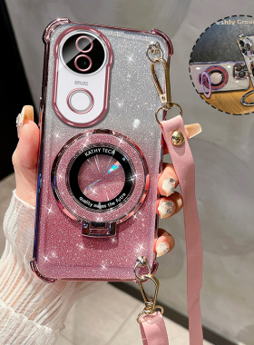 适用vivoS20手机壳创意斜挎保护套S19Pro高颜值支架女款S18e气囊S17t防摔S16曲屏S15e带镜头膜S12/S10挂绳S9e