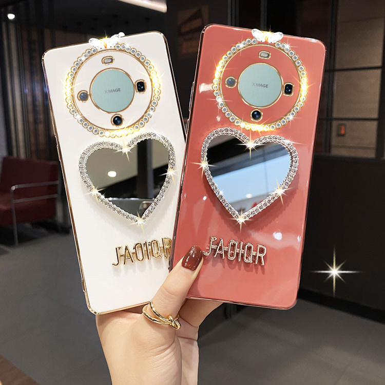 华为Mate60手机壳Pro高档新款带镜子防摔BRA-AL00曲面屏硅胶软壳ALN-AL00超薄全包镜头mete60保护套por女款6o