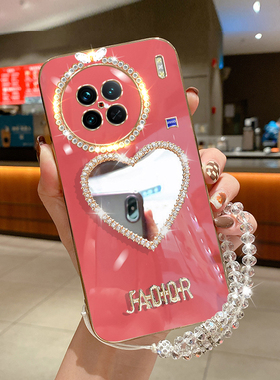 适用于vivoX90手机壳女X90Pro/Pro+高级感镜面小众防摔保护套V2241A时尚手链带镜子V2242A防摔硅胶软壳V2227A