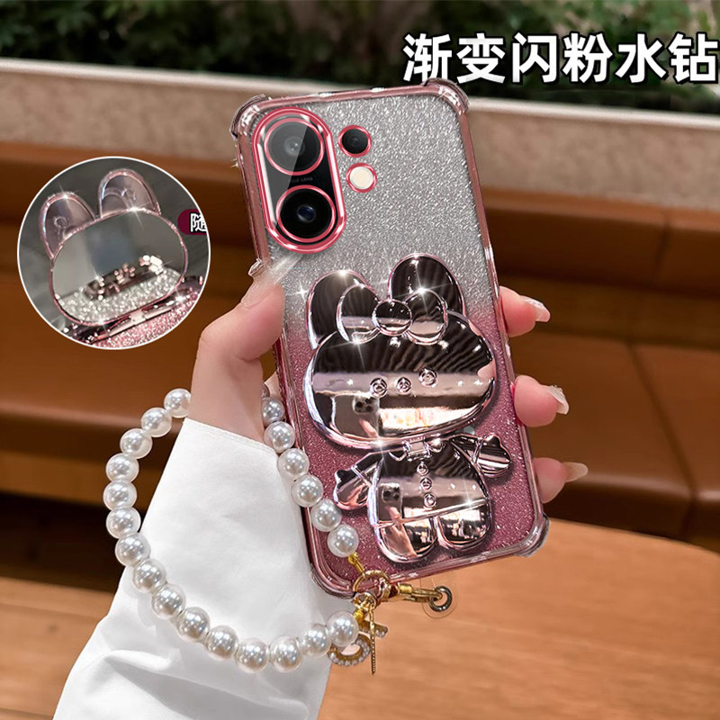 适用于vivoS30手机壳时尚创意女款保护套S30Promini带镜子支架软壳V2464A气囊硅胶防摔S3O带镜头膜VIVI带挂绳