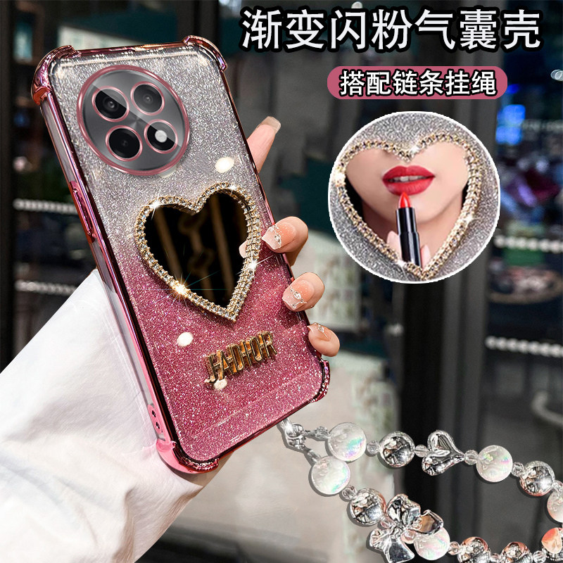 适用一加ACE5手机壳ace5pro电镀PKG110精孔oneplusace5pro网红1加ace5硅胶镜子 ace5个性壹加ace5pro带镜子女