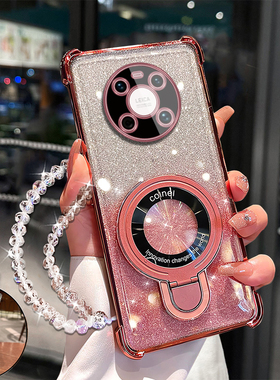 适用华为Mare40手机壳高档创意女款磁吸支架保护套mate40Pro曲面屏防摔超薄软壳OCE-AN00气囊NOH-AN00手挂绳