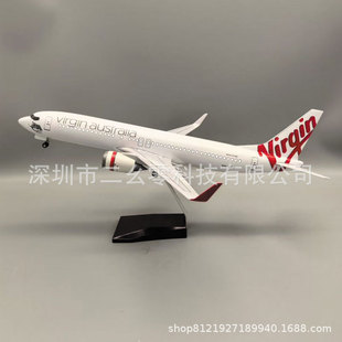 仿真维珍澳洲航空737 客机飞机模型带轮带灯摆件virgin