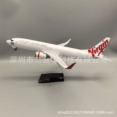 仿真维珍澳洲航空737 客机飞机模型带轮带灯摆件virgin
