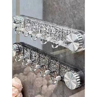 轻奢吸盘挂钩强力浴室卫生间挂勾免打孔旋转毛巾一排壁挂式置物架