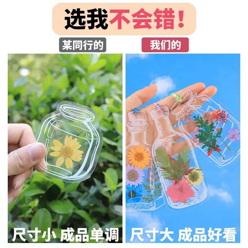 干书手工di透明无创意收花集瓶子里的春天干树y叶标签本CL