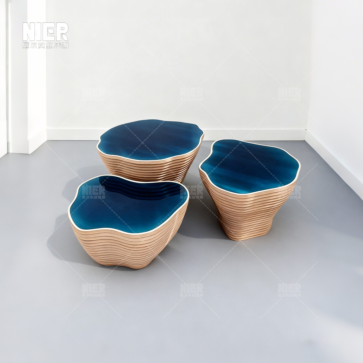 现代简约风玻璃钢不规则座凳商业用商场酒店售楼处公寓美陈座椅