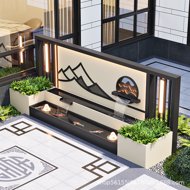 铝合金流水墙户外庭院别墅鱼池箱组合水幕墙户外屏风隔断影壁墙