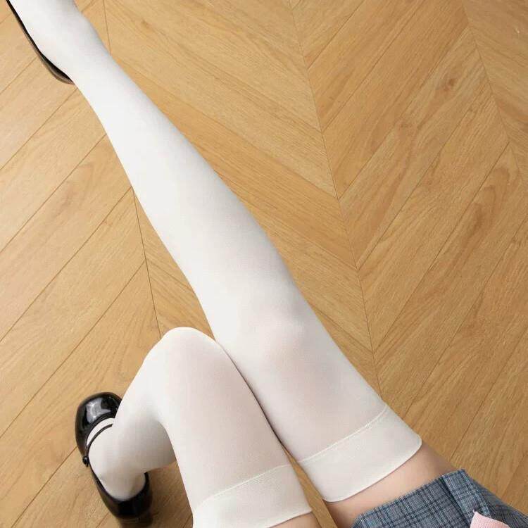 白色压力显瘦小腿袜子女款夏薄款中筒袜长筒袜日系jk过膝袜